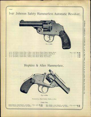 1890s PAPER AD Colt ' s Navy Army 1984 Revolver Iver Johnson Automatic 2