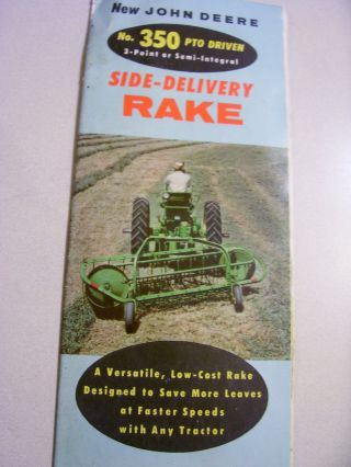 Vintage John Deere Advertising Brochure - 350 Pto Hay Rake - 1956
