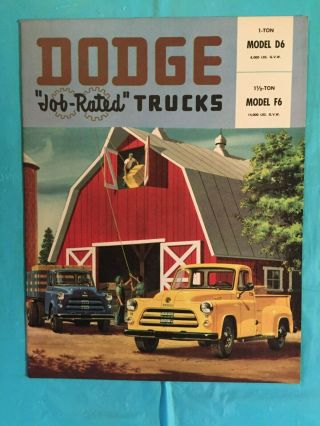1954 Dodge " Job - Rated Trucks - - 1 Ton & 1 1/2 Ton " Truck Dealer Showroom Brochure
