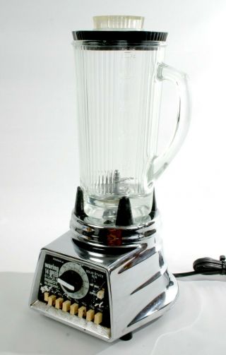 Vintage Waring 14 Speed Blender.  Model 1138 Solid Metal Chrome Glass Pitcher