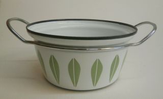 Vintage Cathrineholm Norway White With Green Lotus Small 6 " Enamel Pot No Lid