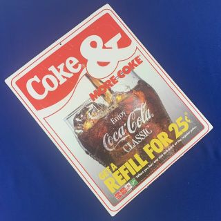 Vintage Coke Coca Cola Double Sided Cardboard Sign Get A Refill For 25 Cents