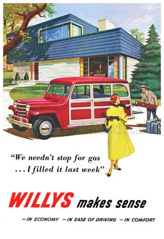Willys Station Wagon - 1951 American Suburbia Vintage Advertising Poster