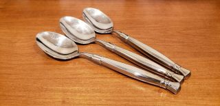 3 Oneida Act 1 Cube Mark Place Oval Soup Spoons Glossy Stainless Flatwaer 7 1/8 "