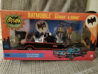 Funko Dc Heroes 1966 Batmobile Vehicle With Batman And Robin Action Figure