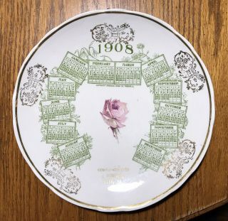 1908 Advertising Calendar Plate Compliments of J.  Forner York PA 2
