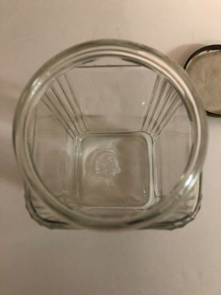 Vintage Anchor Hocking Hoosier Coffee Jar Art Deco Square Clear Glass Yellow Lid 3