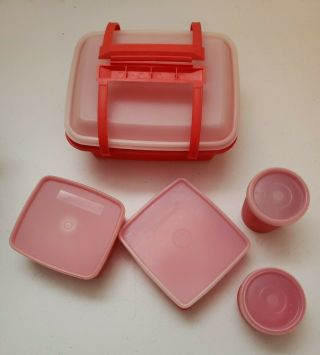 Vintage Tupperware Pak N Carry Lunch Box Paprika Orange - Complete