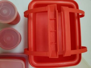Vintage Tupperware Pak N Carry Lunch Box Paprika Orange - Complete 3