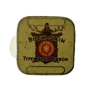 Buckskin Typewriter Ribbon Tin - Neely & Peacock - Chicago - Deer Or Elk Skin