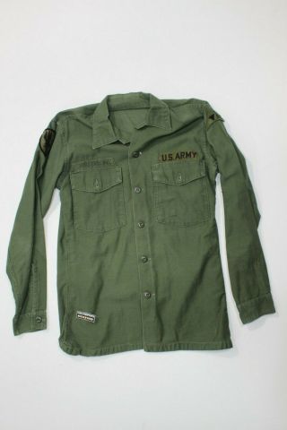 U.  S.  Vietnam War Era Od Green Long Sleeve Feild Shirt Date 1972 Size 15.  5 " X34 "
