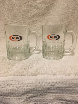 2 A & W Root Beer Mini Child’s Glass Mug 3 1/4 " J