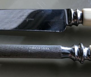 Vibtage Faux Bone Handle Grosvernor Carving Knife And Sheffield Sharpening Steel