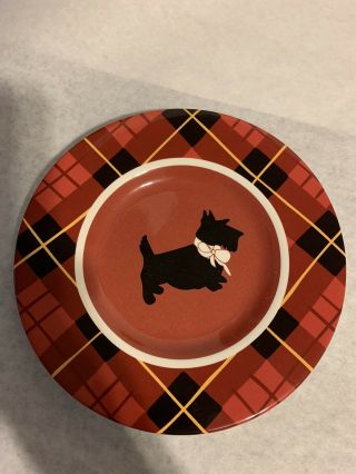 Mesa Home Products Scottie Dog Red Black Yellow Plaid 8 inch Plate Set of 6 2