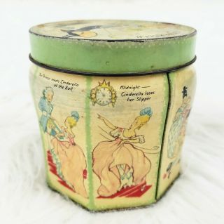 Vintage Metal Tea Tin Can W/lid The M.  B.  Co.  Ltd England Container Cinderella