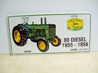 John Deere Tractor 80 Diesel 1955 - 1956 Metal License Plate Farm Equipment