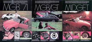 1971 MG MGB MGB/GT MIDGET Vintage Ad 3 Page Foldout AD 2