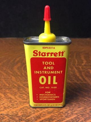 Vintage Starrett Tool And Instrument Oil Oiler Can 4 Oz.  Approx.  1/2 Full