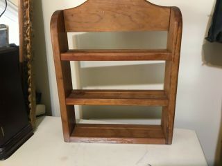 Vintage Wooden Spice Rack W/3 Shelves - Slots For Hanging - 15 " X12 " X 3 "