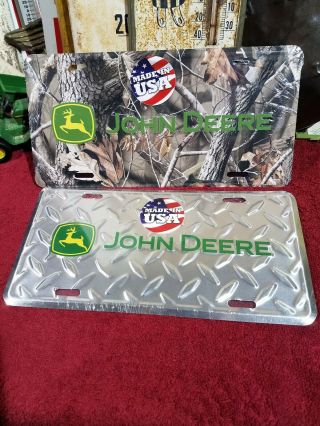 John Deere License Plate (2) Metal Farm Sign Usa Made - Jd Tractor Farm Barn
