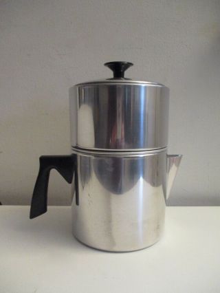 Vintage Mirro Lightweight Aluminum 7 - Cup Stovetop Drip Coffee Maker Pot