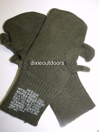 Us Army Wool Trigger Finger Mittens Gloves Sz Med/large 2 Pairs