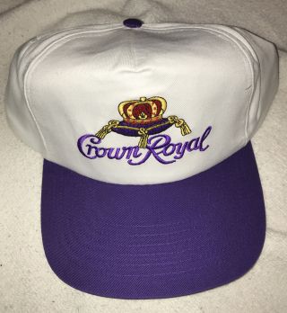 Vintage Crown Royal Whisky Snapback Hat Cap White Purple Whiskey