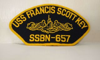 Uss Francis Scott Key Ssbn - 657 Ship Boat Gold Design Patch Patches Usn