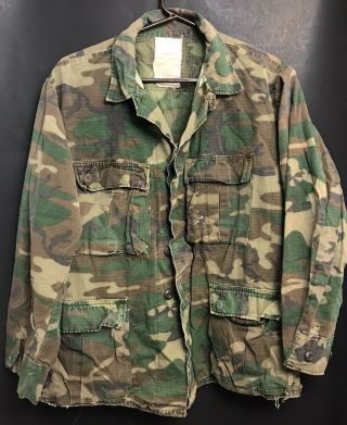 Us Army 1976 Erdl Green Dominant Camo Rip - Stop Jacket See Desc For Measurements