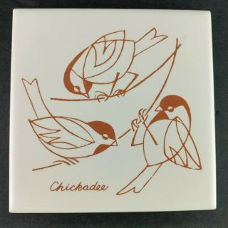 Brown Chickadee Mid Century Modern Tile Trivet Mosaic Brand Made In Usa Q2