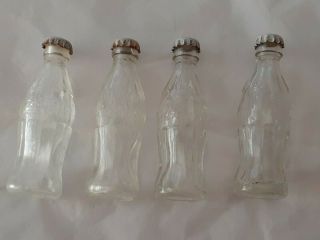 Vintage Set Of 4 Glass Coca Cola Coke Miniature Bottles