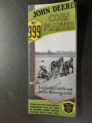 Fantastic 1937 John Deere No.  999 Corn Planter Farm Equipment Sales Brochure