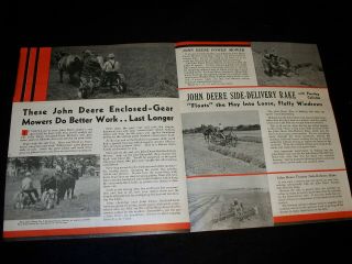 1936 John Deere Hay Eq Furrow Insert Brochure No.  3 Mower Rake Hay Loader Press 2
