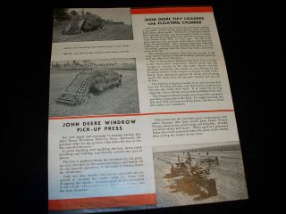 1936 John Deere Hay Eq Furrow Insert Brochure No.  3 Mower Rake Hay Loader Press 3