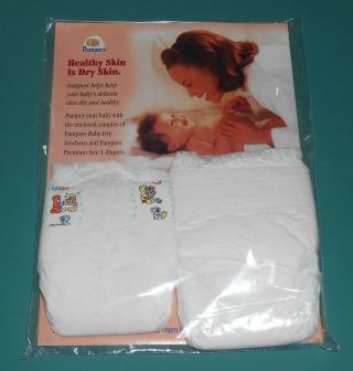 Vintage 1997 Pampers Newborn Diapers Sample Package Plastic Boys Girls Reborn