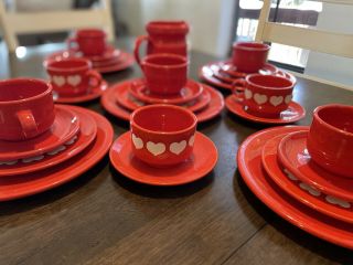 29 - Piece Waechtersbach Ceramics West Germany Heart Vintage Teacup And Plate Set