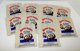 10 Howdy Doody Ice Cream Cake Roll Cellophane Wrappers 1940