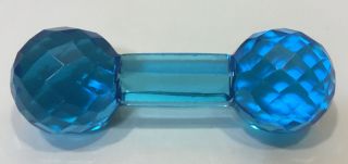Vintage Cobalt Blue Crystal Glass Knife Rest Dumbbell