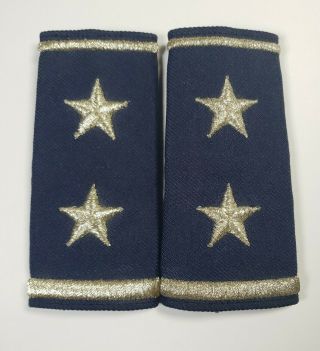 Vintage Usaf 2 - Star Major General Shoulder Board Epaulets Slide - On