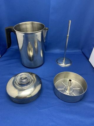 Vintage Stainless Steel Stovetop Camping Coffee Percolator Pot 9 Cups