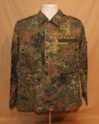 German Military Flectar Camo Button & Zip Up Field Shirt Jacket Size Mens Medium
