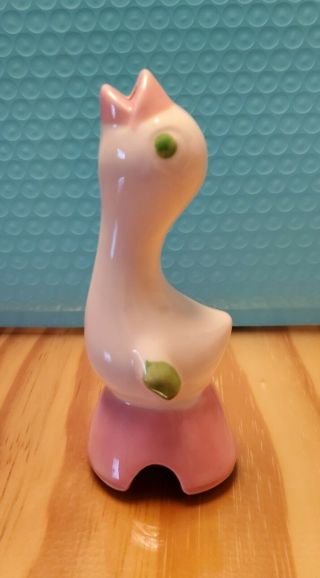 Vintage Shawnee Pottery Pie Bird Chick Vent Pink And Green 1937 - 1961 Usa