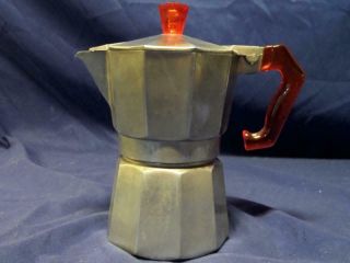 RARE PEZZ Etti Italian Expresso Coffee Maker Stovetop RED HANDLE Aluminum A4 2
