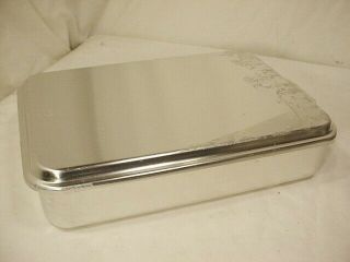 Vtg Mirro Aluminum Baking Cake Pan Snap On Lid Cover W Label 13 " X 9.  5 " X 2.  75 "