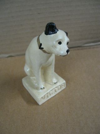 Vintage Rca Victor Radio Phonograph Nipper Dog Chalkware Advertising Figurine