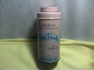 Merck Baby Powder Advertising Tin Sheds Water Like A Duck Vintage