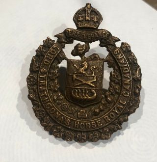 Ww1 Lord Strathcona’s Horse Royal Canadians Sand Cast Cap Badge