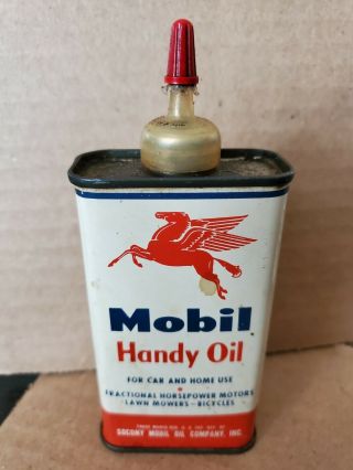 Vintage Mobil Handy Oil Can 4oz.  Tin Oiler Nos