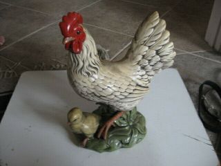 Vintage Atlantic Mold Hand Painted Colorful Rooster - Chic Ceramic Piece
