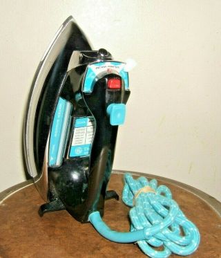 Vintage Ge General Electric Spray Steam & Dry Clothes Iron H1f101 Blue Cord